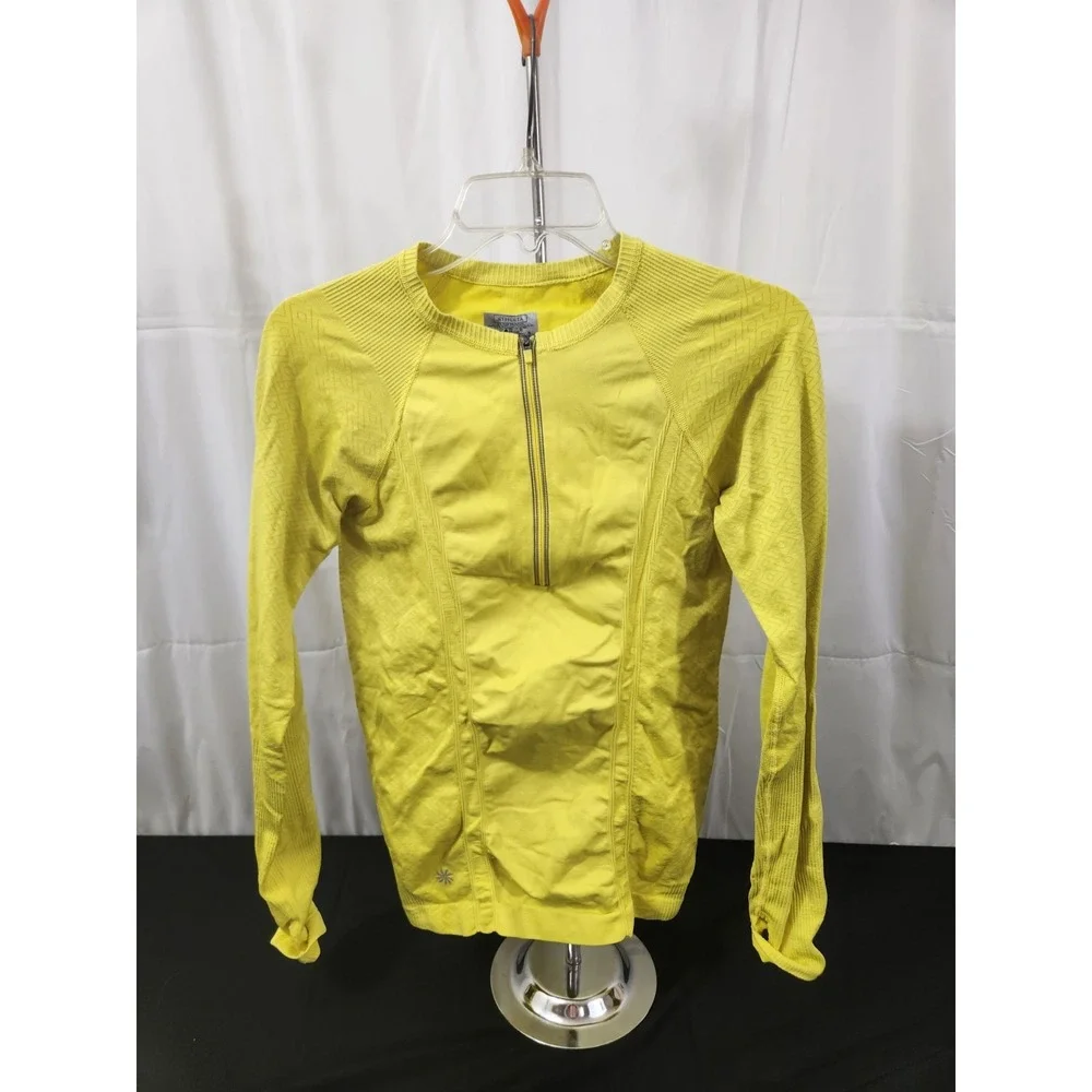 Athleta Fast Track 1/4 Zip Pullover Womens Sz S Yellow Long Sleeve Running Top - Picture 1 of 5